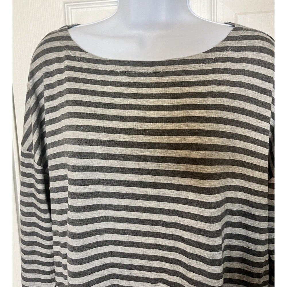 NWT Eileen Fisher Striped Cozy Brushed Terry Round Neck Long Box-Top Size Small - Picture 5 of 16
